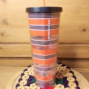 STARBUCKS Orange/Black Striped Tumbler